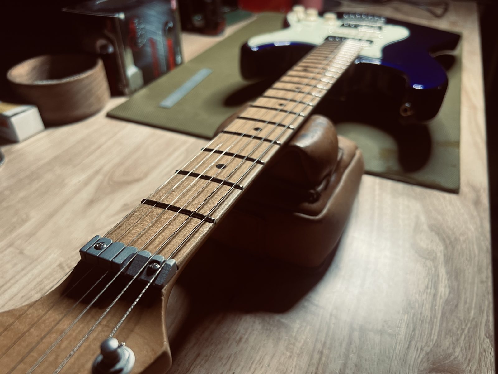 1991 Fender Stratocaster neck strung to pitch after a jumbo stainless refret and setup